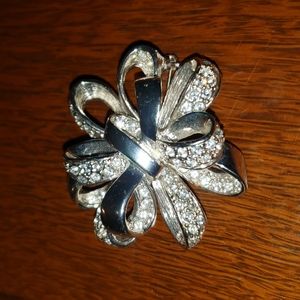 Roman Brand silvertone and rhinestone brooch